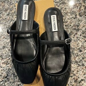 Steve Madden Black Women's Gisele slide Mary Jane mule buckle  9.5